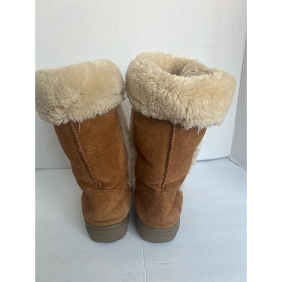Style & Co Witty Leather Chestnut Brown Mid Calf Cream Faux Fur Winter Boots 8 - Picture 5 of 13